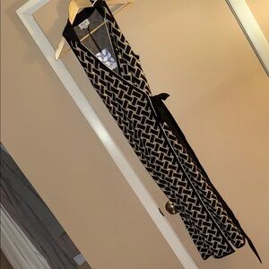 Diane Von Furstenberg Black and Cream Patterned Dress